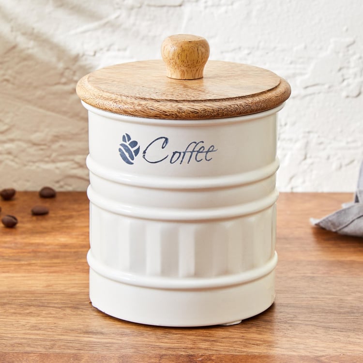 Mirage Metal Coffee Storage Canister With Mango Wood Lid