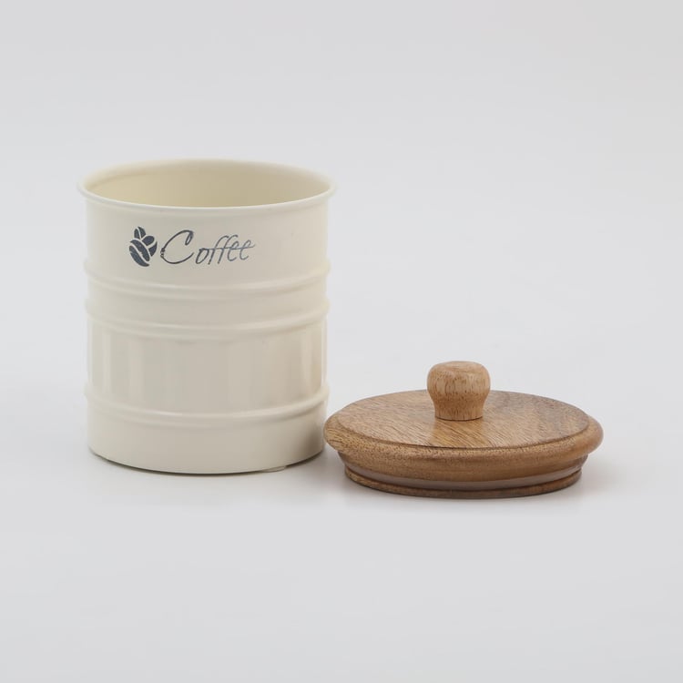 Mirage Metal Coffee Storage Canister With Mango Wood Lid