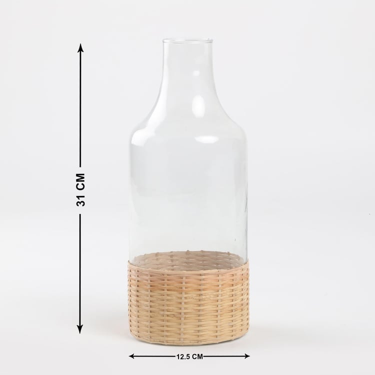 Splendid Santorini Glass and Rattan Vase