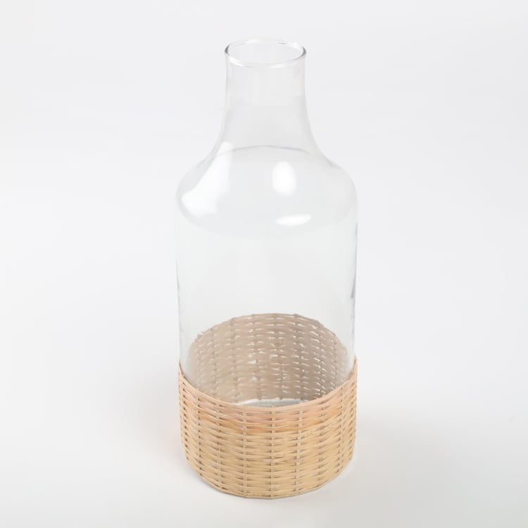 Splendid Santorini Glass and Rattan Vase