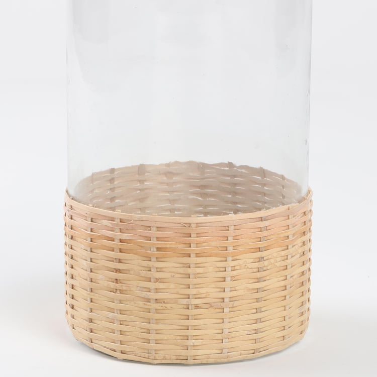 Splendid Santorini Glass and Rattan Vase