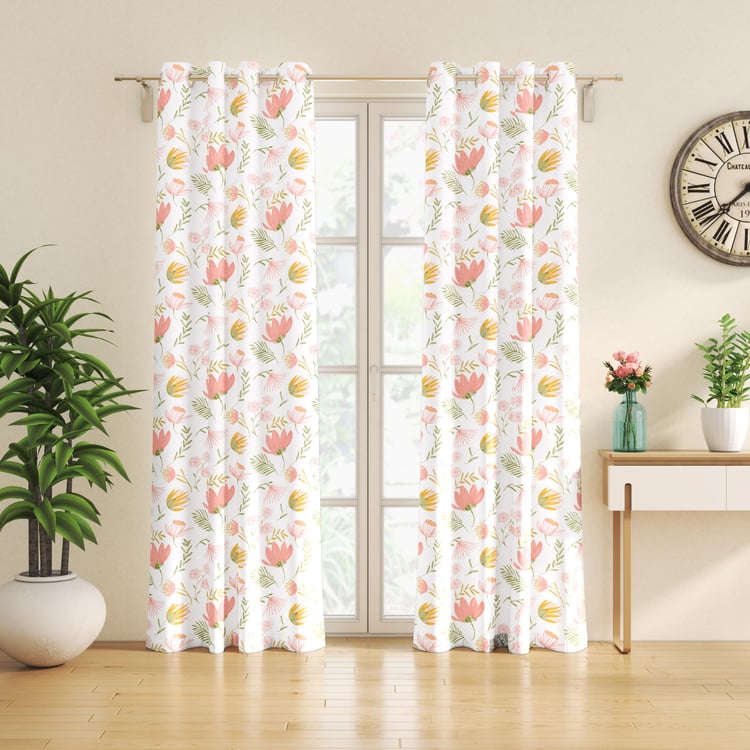 Saddle Set of 2 Floral Printed Light Filtering Door Curtains