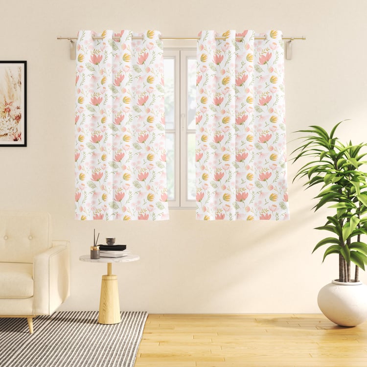 Saddle Set of 2 Floral Printed Light Filtering Window Curtains