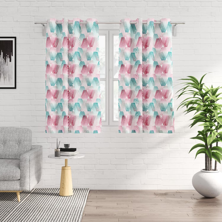 Saddle Set of 2 Geometric Printed Light Filtering Window Curtains