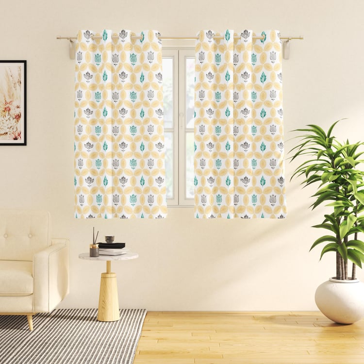 Saddle Set of 2 Geometric Printed Light Filtering Window Curtains