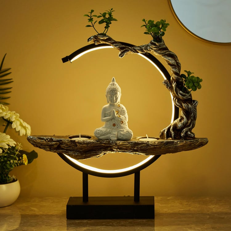 Corsica Taiki Polyresin LED Buddha Figurine with T-Light Holder