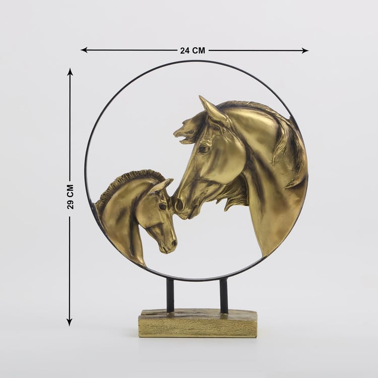 Corsica Polyresin Horse Heads Figurine with Metal Ring