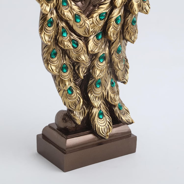 Corsica Mayur Polyresin Peacock with Metal Ring Figurine
