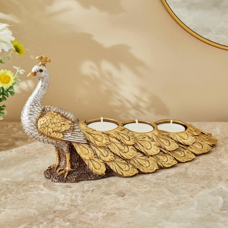 Corsica Mayur Polyresin Peacock T-Light Holder