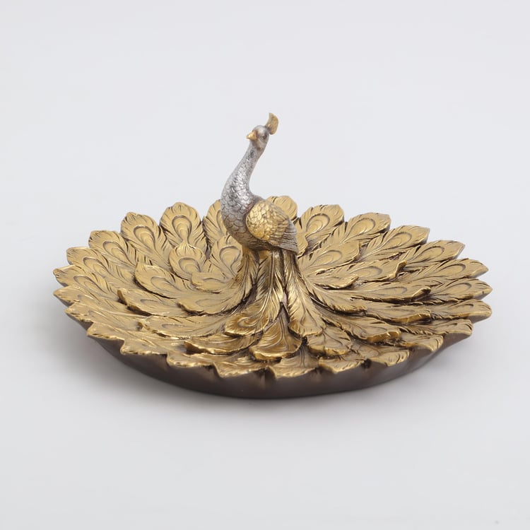 Corsica Polyresin Peacock Decorative Platter