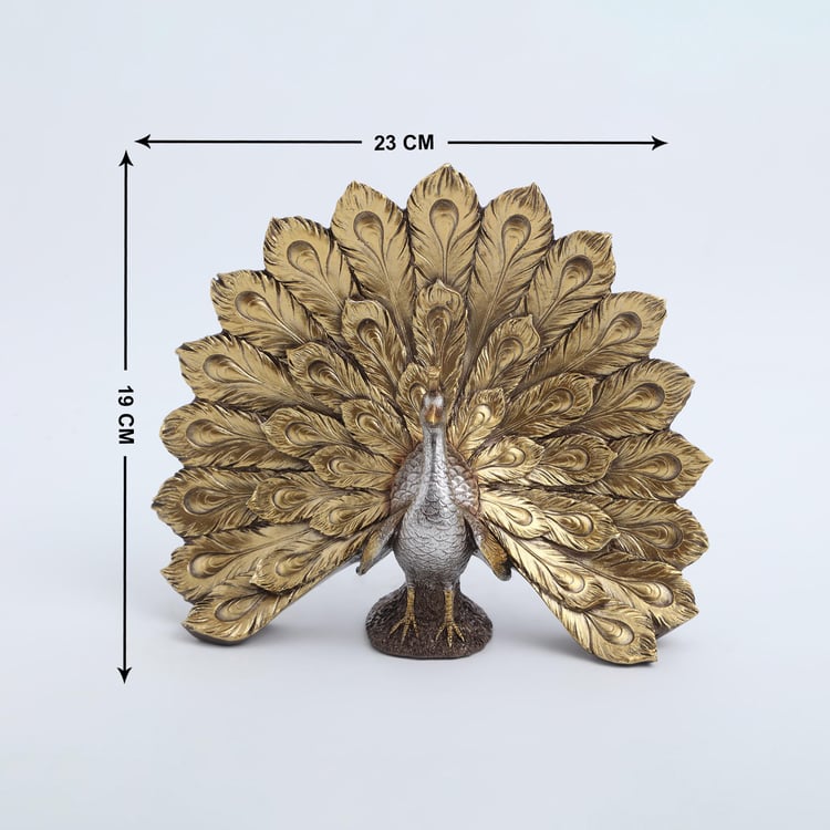 Corsica Mayur Polyresin Peacock Full Feather Figurine