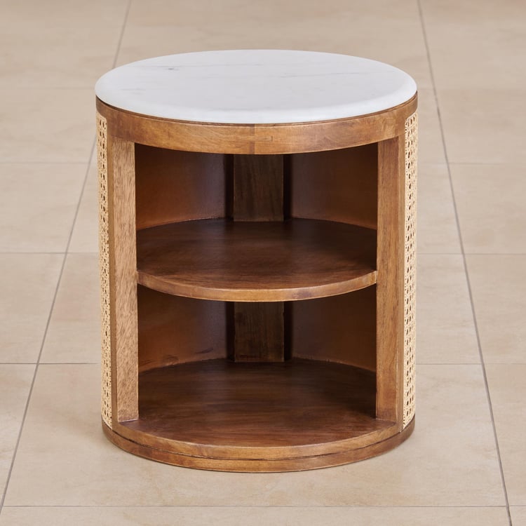 Cane Connection NXT Marble Top End Table - Brown