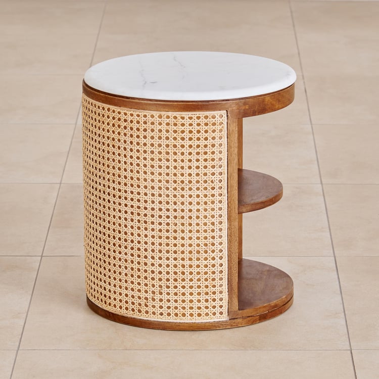 Cane Connection NXT Marble Top End Table - Brown