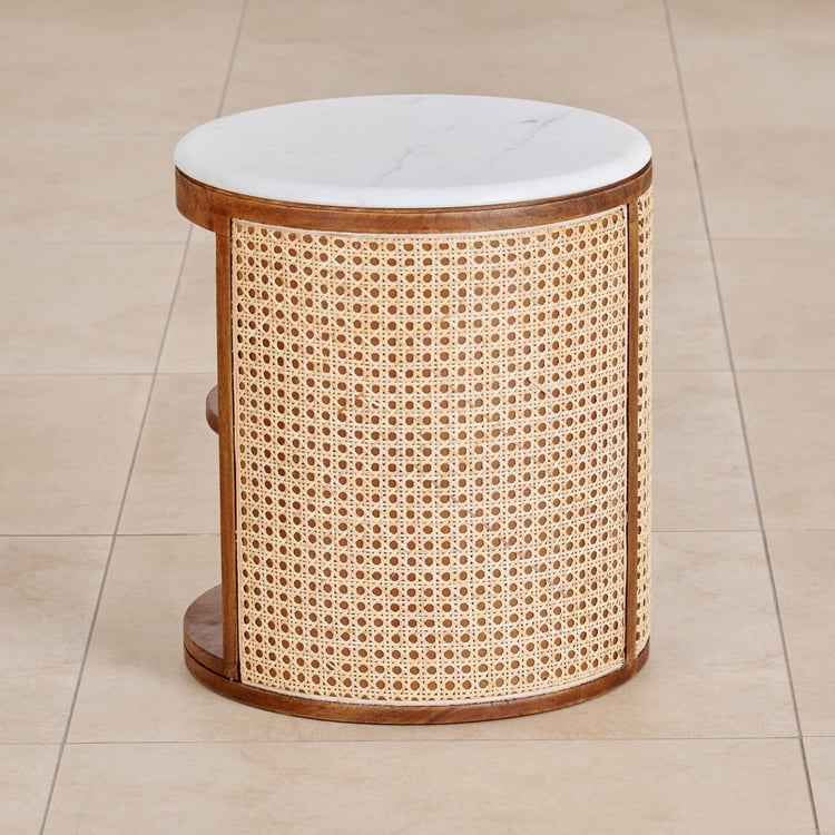 Cane Connection NXT Marble Top End Table - Brown