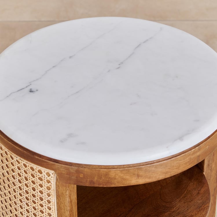 Cane Connection NXT Marble Top End Table - Brown