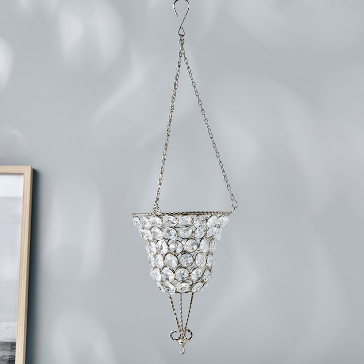 Corsica Tasta Iron and Crystal Hanging Votive Holder