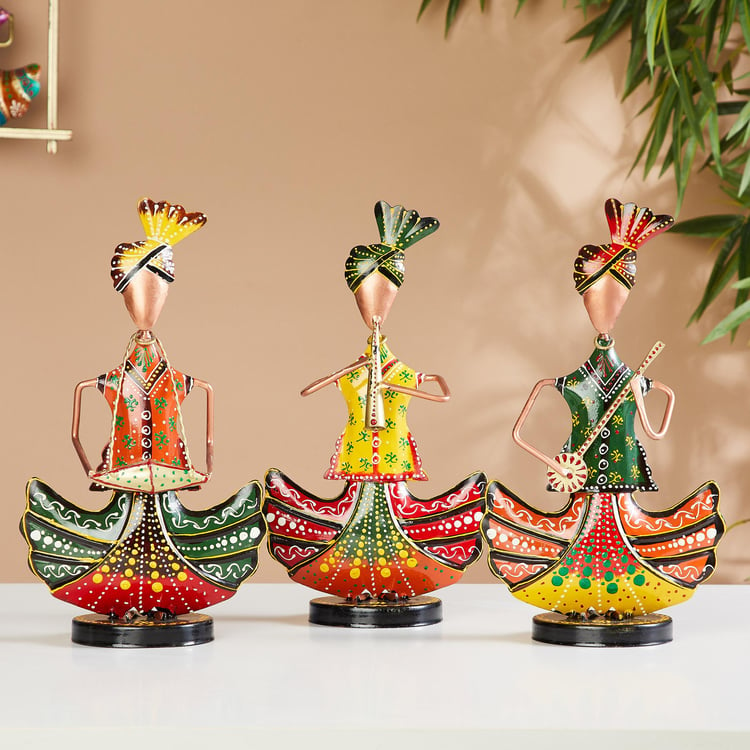 Corsica Mystic India Set of 3 Metal Printed Rajasthani Musician Figurines