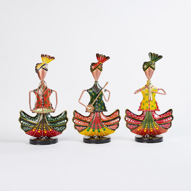 Corsica Mystic India Set of 3 Metal Printed Rajasthani Musician Figurines