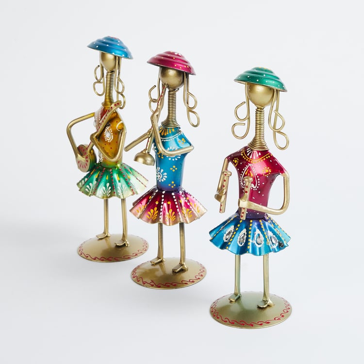 Corsica Mystic India Set of 3 Wrought Iron Standing Musician Dolls