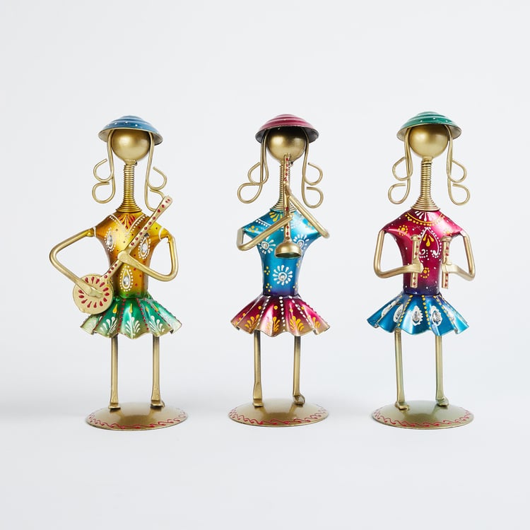 Corsica Mystic India Set of 3 Wrought Iron Standing Musician Dolls