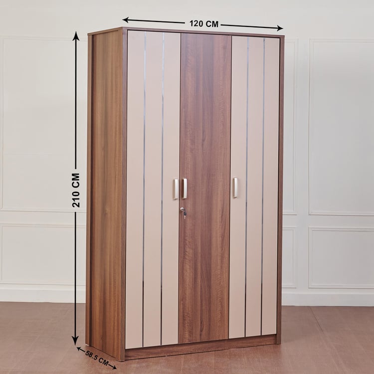 Leon 3-Door Wardrobe - Brown