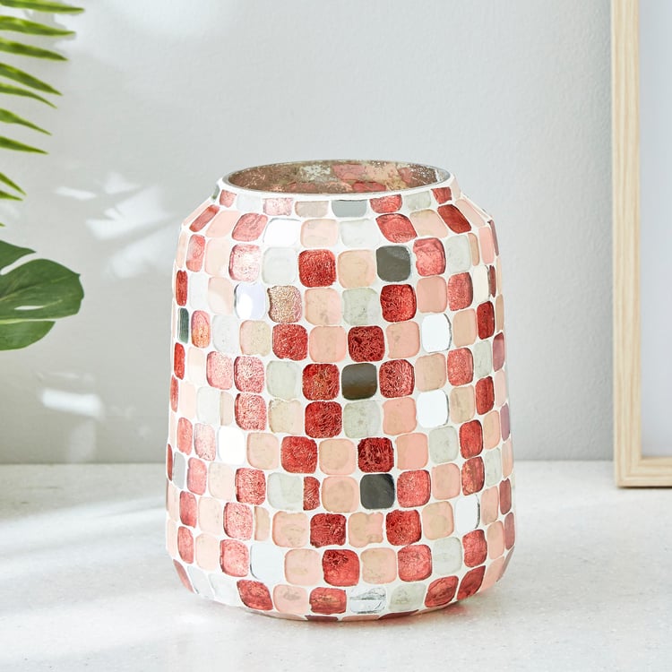 Corsica Glass Mosaic Patterned Hurricane Candle Holder