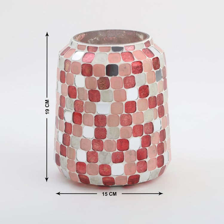 Corsica Glass Mosaic Patterned Hurricane Candle Holder