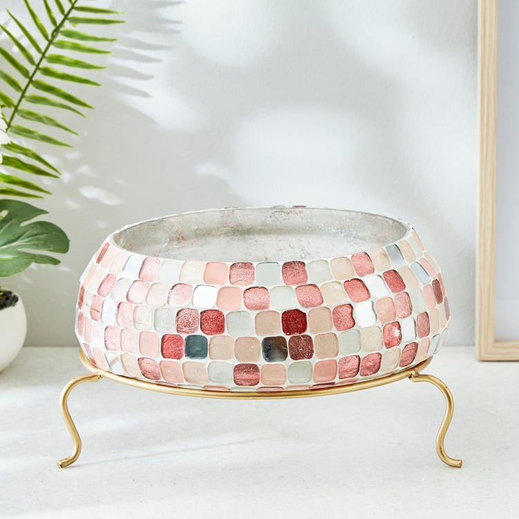 Corsica Glass Mosaic Patterned Potpourri Bowl with Metal Stand