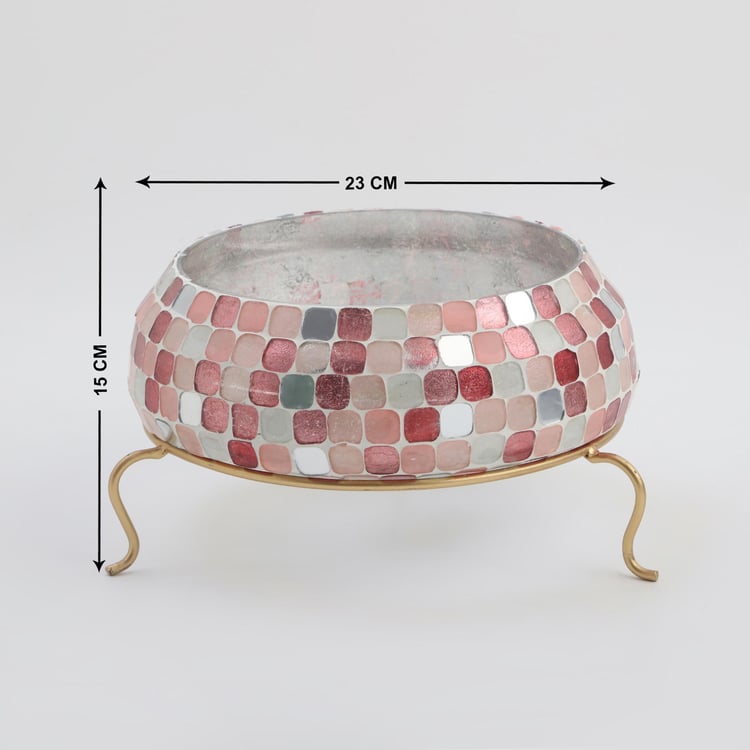 Corsica Glass Mosaic Patterned Potpourri Bowl with Metal Stand