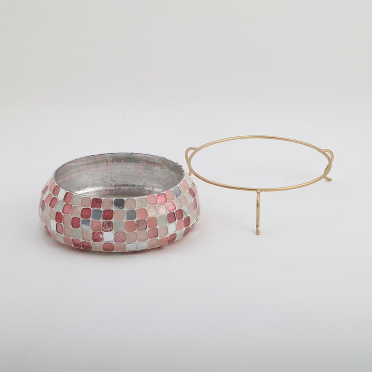 Corsica Glass Mosaic Patterned Potpourri Bowl with Metal Stand