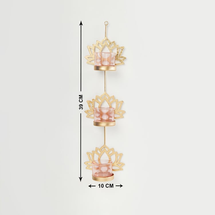 Corsica Kamal Metal & Glass Three-Tiered Wall Hanging T-Light Holders