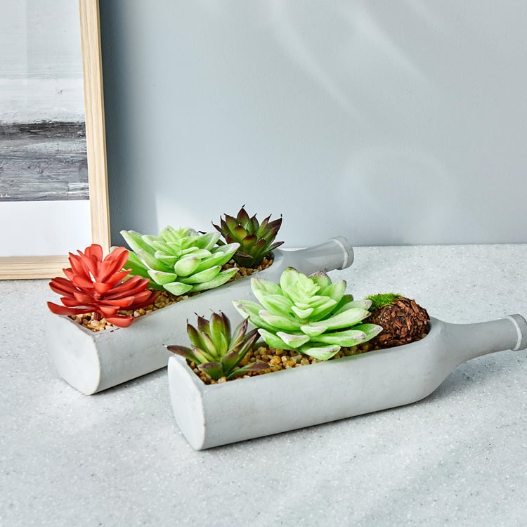 Gloria Artificial Succulent in Bottle Planter