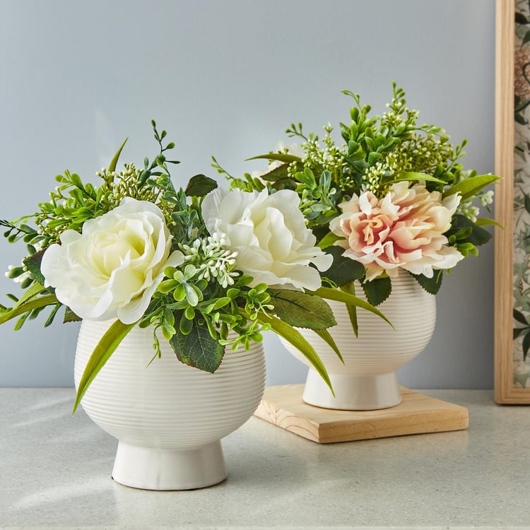 Gloria Artificial Gardenia Flowers in Ceramic Pot