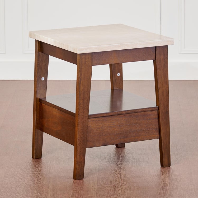 Harmony Sia Faux Marble Top End Table - Brown