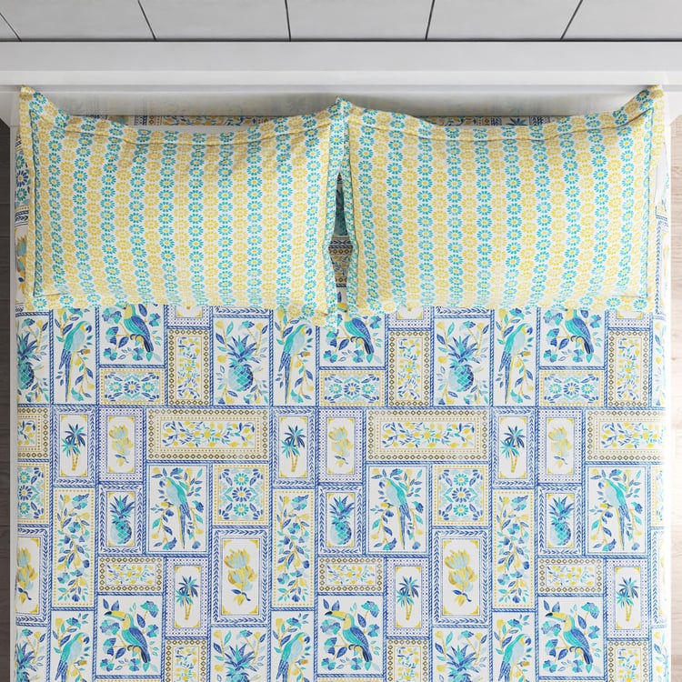 Medley Santorini Cotton 180TC Printed 3Pcs King Bedsheet Set