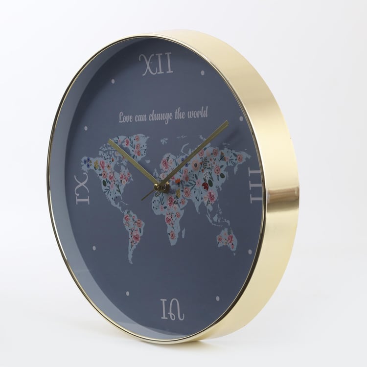 Casablanca Glass Map Printed Wall Clock - 30cm