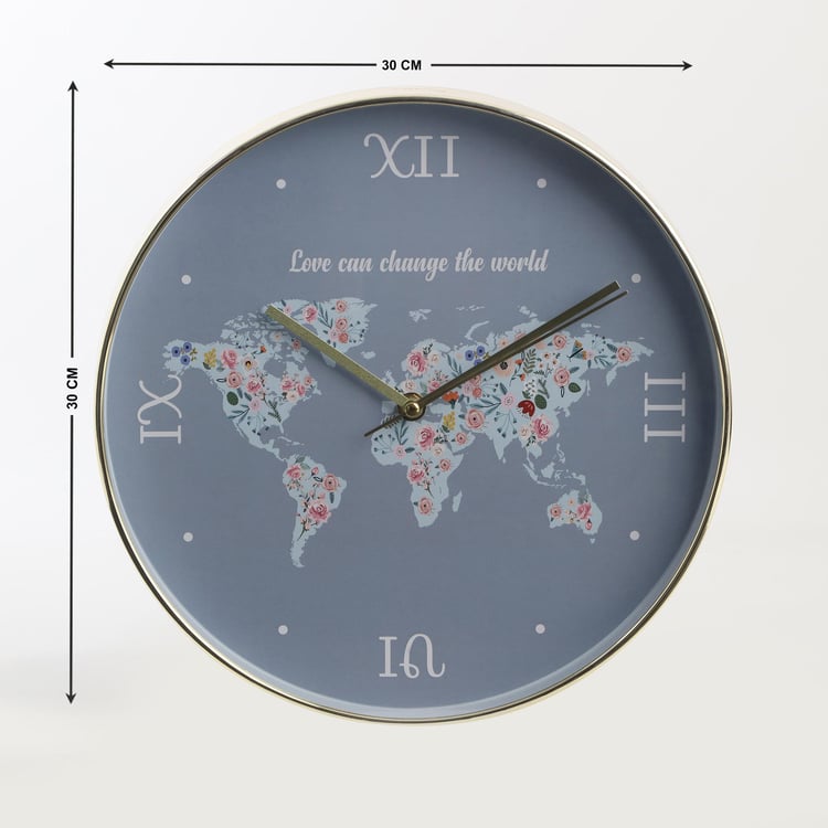 Casablanca Glass Map Printed Wall Clock - 30cm