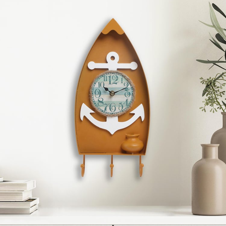 Corsica Metal Anchor Wall Clock - 39x19cm