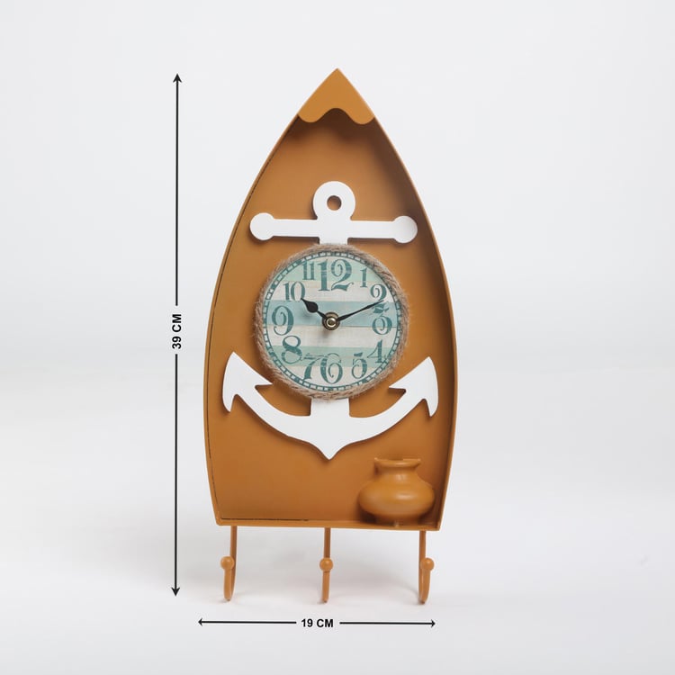 Corsica Metal Anchor Wall Clock - 39x19cm