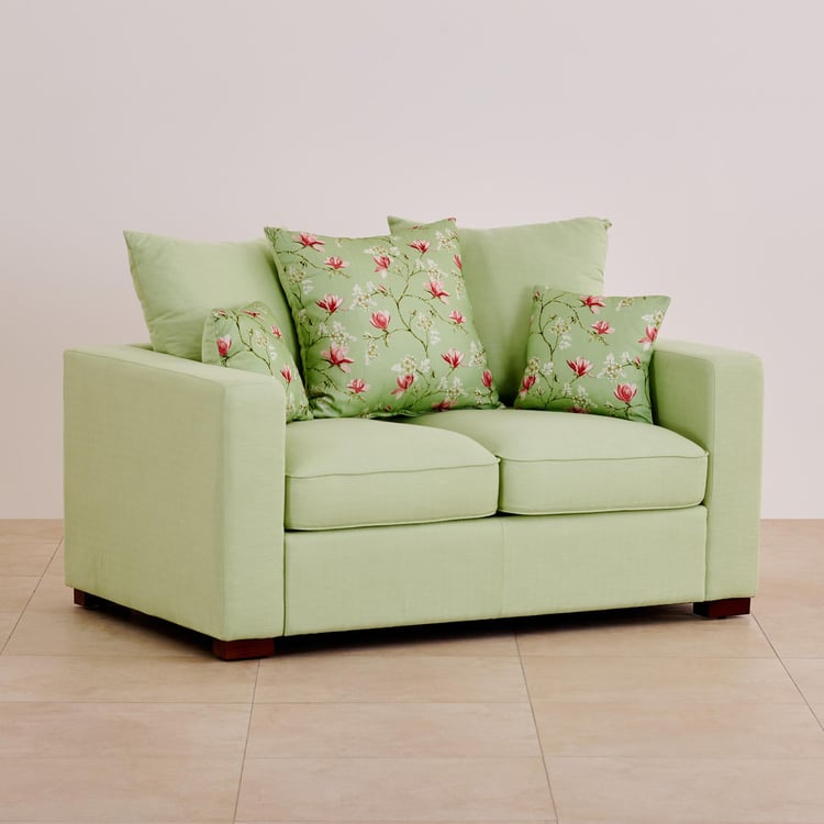 Cane Connection Fabric 3+2+1 Seater Sofa Set with Cushions - Green
