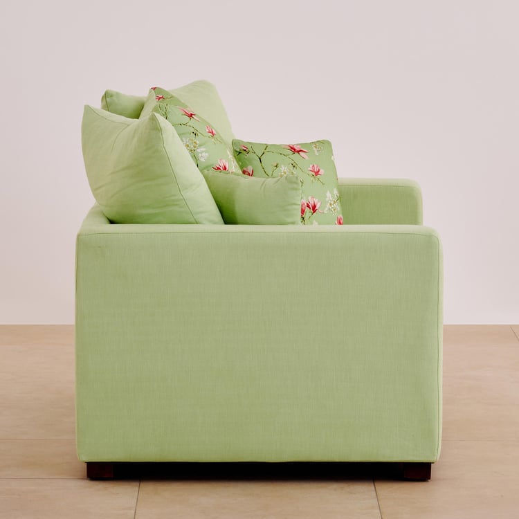 Cane Connection Fabric 3+2+1 Seater Sofa Set with Cushions - Green