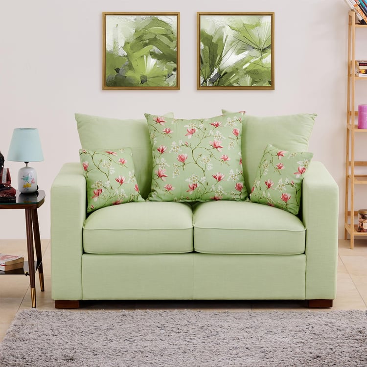 Cane Connection Fabric 2+1+1 Seater Sofa Set with Cushions - Green