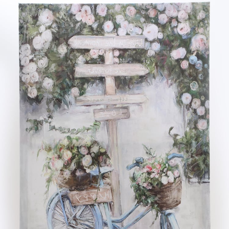 Brezza Set of 2 Canvas Flower and Bicycle Printed Picture Frames - 60x40cm