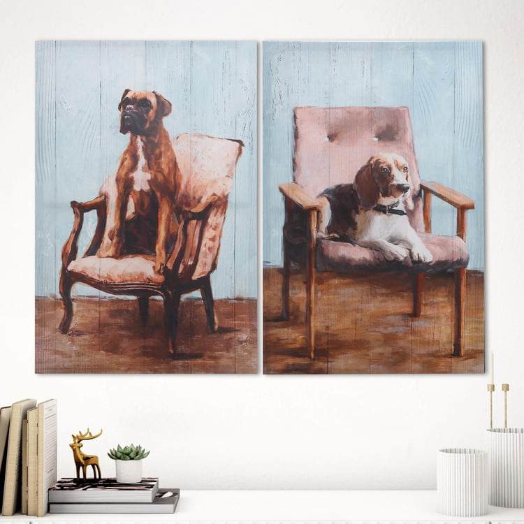 Breeza Set of 2 Canvas Dog Picture Frames - 60x40cm