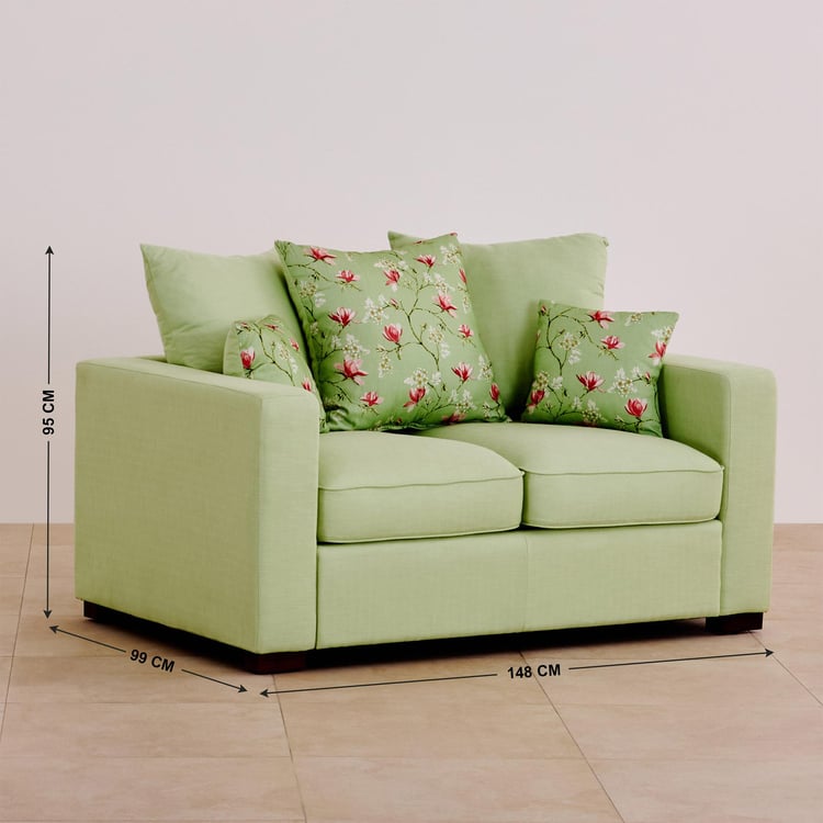 Cane Connection Fabric 2+1 Seater Sofa Set with Cushions - Green