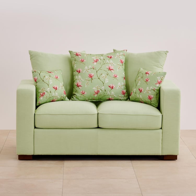 Cane Connection Fabric 2+1 Seater Sofa Set with Cushions - Green