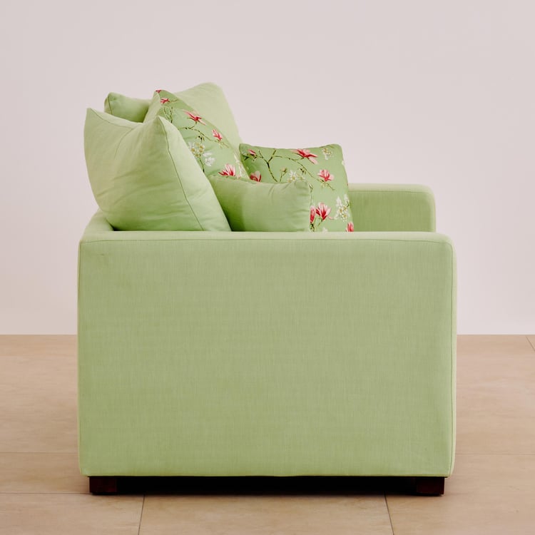 Cane Connection Fabric 2+1 Seater Sofa Set with Cushions - Green