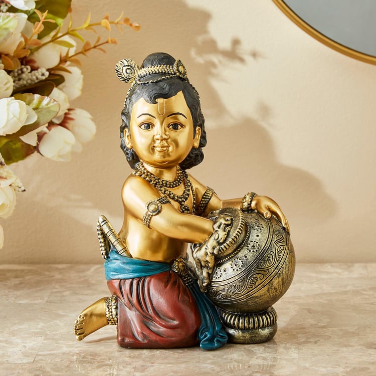 Alpana Polyresin Krishna with Pot Figurine