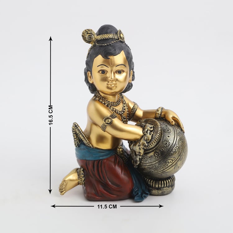 Alpana Polyresin Krishna with Pot Figurine