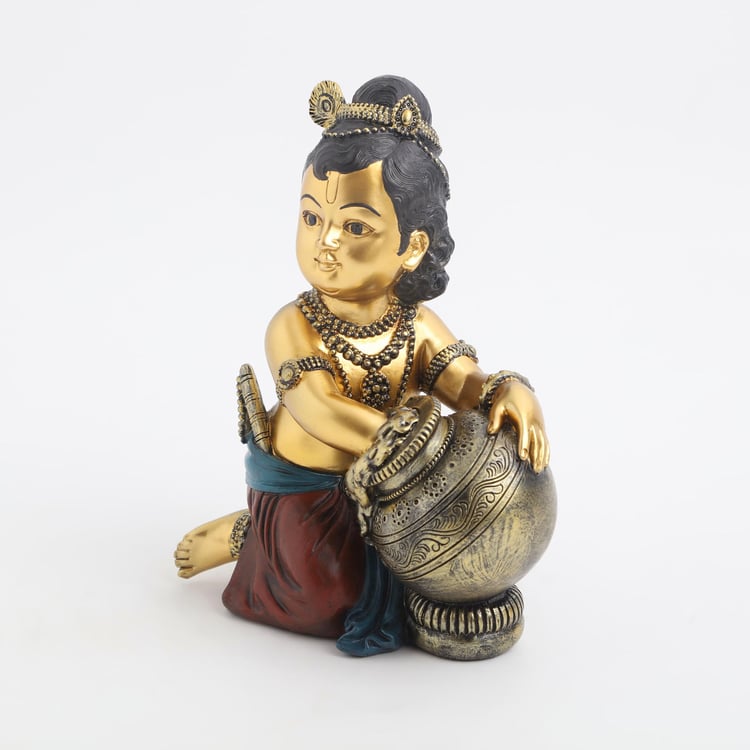 Alpana Polyresin Krishna with Pot Figurine